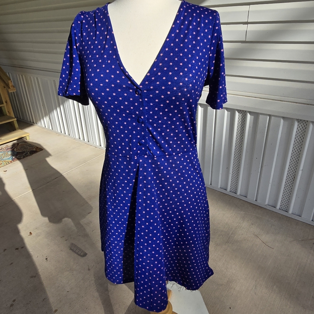 Zara Navy Polka Dot Mini Dress